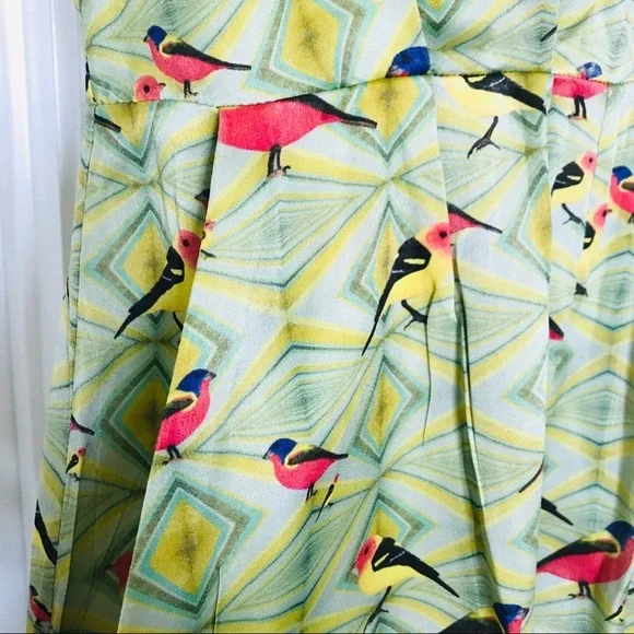 Crop david peck M Silk romper Artsy chartreuse bird print - Picture 9 of 12